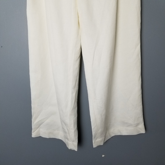Mercer & Madison Womens White Linen Tie Waist Wide Leg Pants Size 6 Side Zipper - Picture 4 of 14